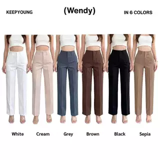 KEEPYOUNG [S-5XL] กางเกงทรงกระบอกกลาง ผ้าหนา เบสิคไอเท็ม ทรงสวย รุ่น WENDY PANTS