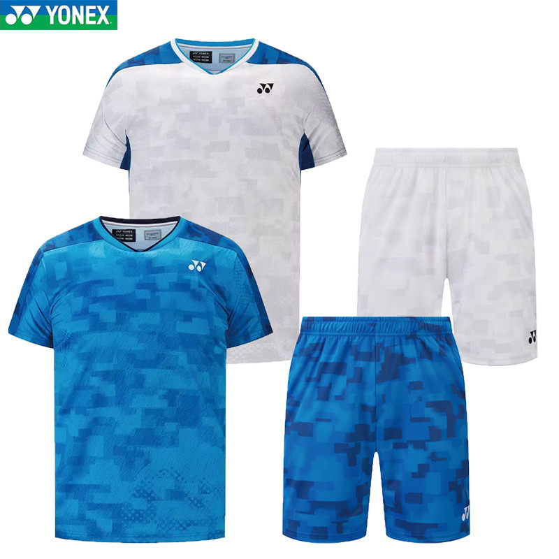 ชุดกีฬาแบดมินตัน Japan Team Competition Series สีน้ำเงิน เสื้อยืดและกางเกงขาสั้น