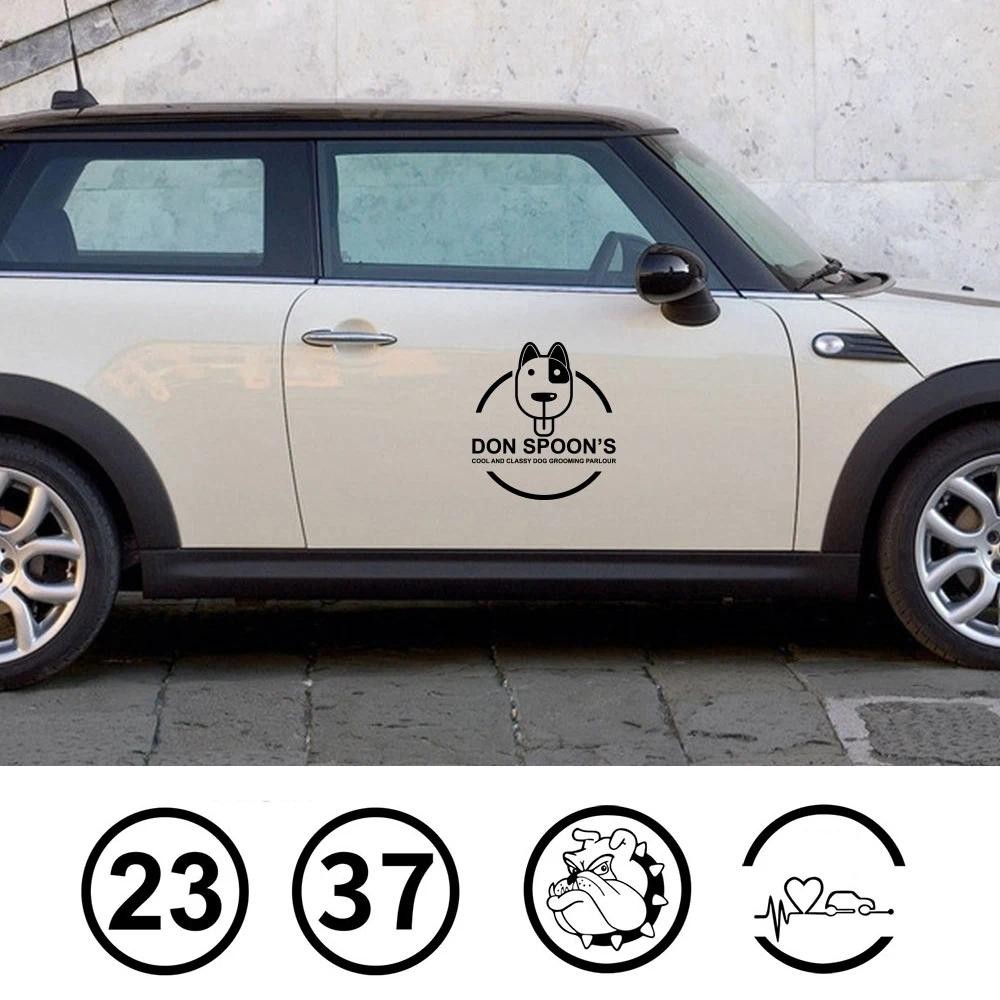 2 ชิ้นประตูรถด้านข้างหมายเลข 23 37 Bulldog สติกเกอร์ Decals อุปกรณ์ตกแต่งสําหรับ MINI Cooper One S F