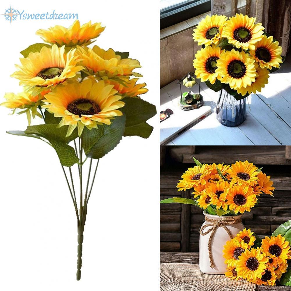 【SWTDRM】New Durable Artificial Sunflower Fake Flower Home Decorations Leaf Room