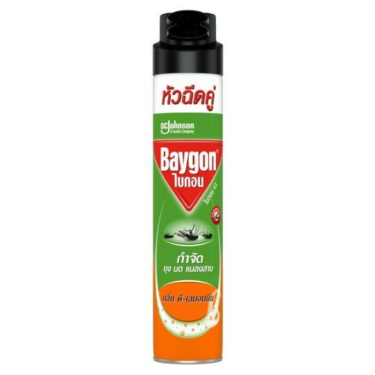 [สินค้าส่งด่วน] ไบกอนสเปรย์เขียวกลิ่นดีลิโมนีน 600 มล. BAYGON SPARY GREEN D-LEMONINE 600ML