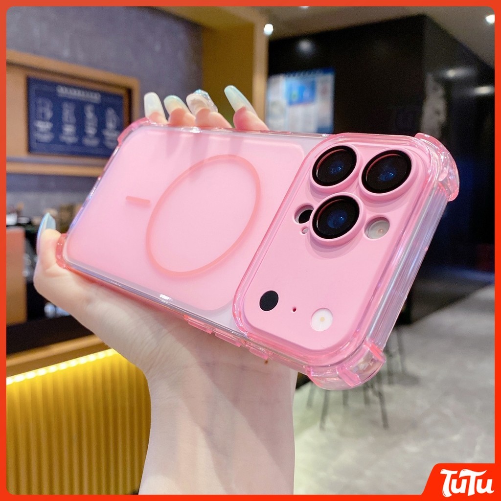 TuTu รุ่นหรูหรา Matte Clear สี่มุม Anti-fall เกราะแม่เหล็กสําหรับ iPhone 17 16 15 14 13 12 11 Pro Max กล้องกันชนปกป้องเคสโทรศัพท์