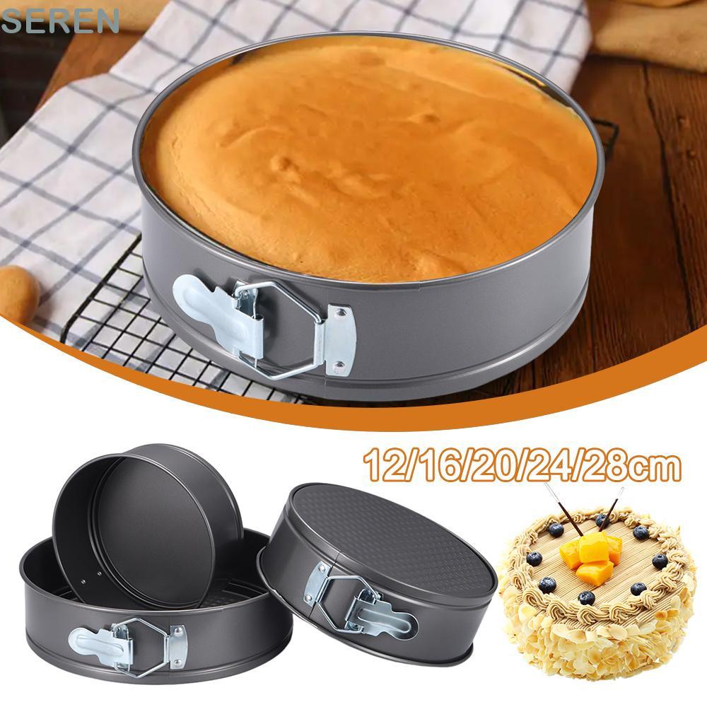 SEREN 1 ชิ้นเค้กเบเกอรี่กระทะ, ป้องกันการรั่วซึมเหล็กคาร์บอนเบเกอรี่ Mould, Non Stick 12/16/20/24/28 ซม.พร้อมเค้กด้านล่างแบบถอดได้ Mould สําหรับ Home Kitchen Bakery