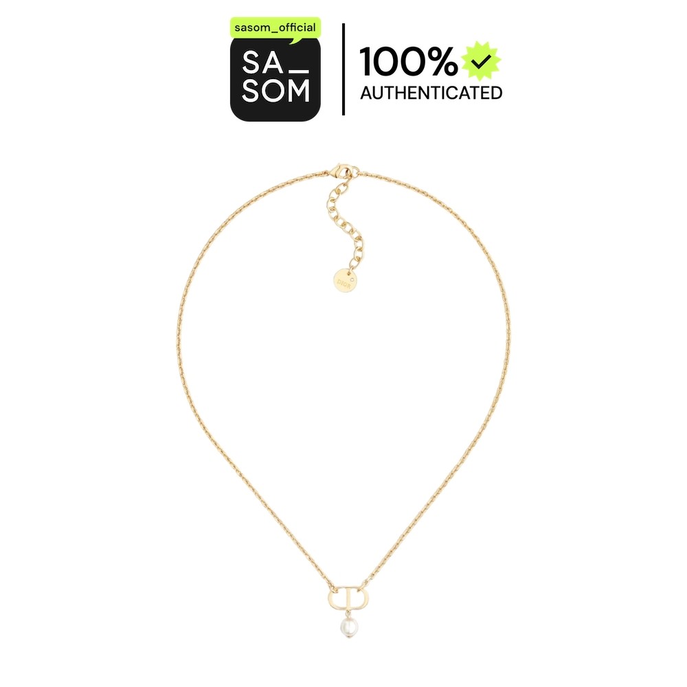 Dior Petit CD Necklace In Gold-Finish Metal With A White Resin Pearl | ของแท้ ตรวจสอบโดย SASOM