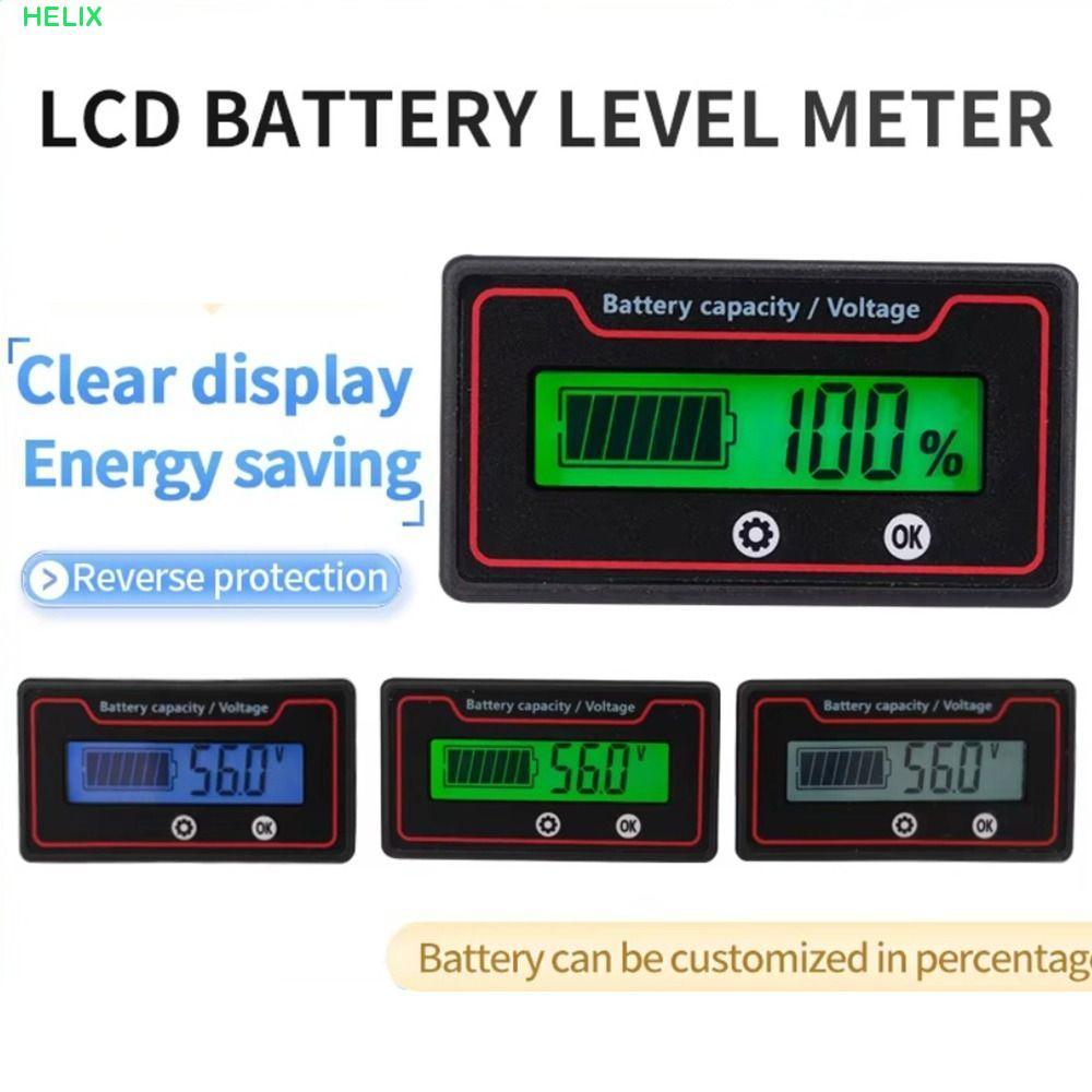 HELIX ตัวบ่งชี้ความจุแบตเตอรี่, 9-120V Universal Battery Voltmeter Tester Meter,คุณภาพสูง LED Digita