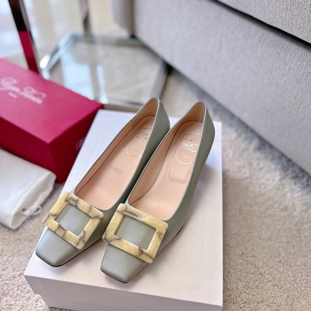 2025.1.31-4.5cm Heel R Home Classic Belle Cloud Pattern Fritillary Tortoiseshell Buckle Square Heel 