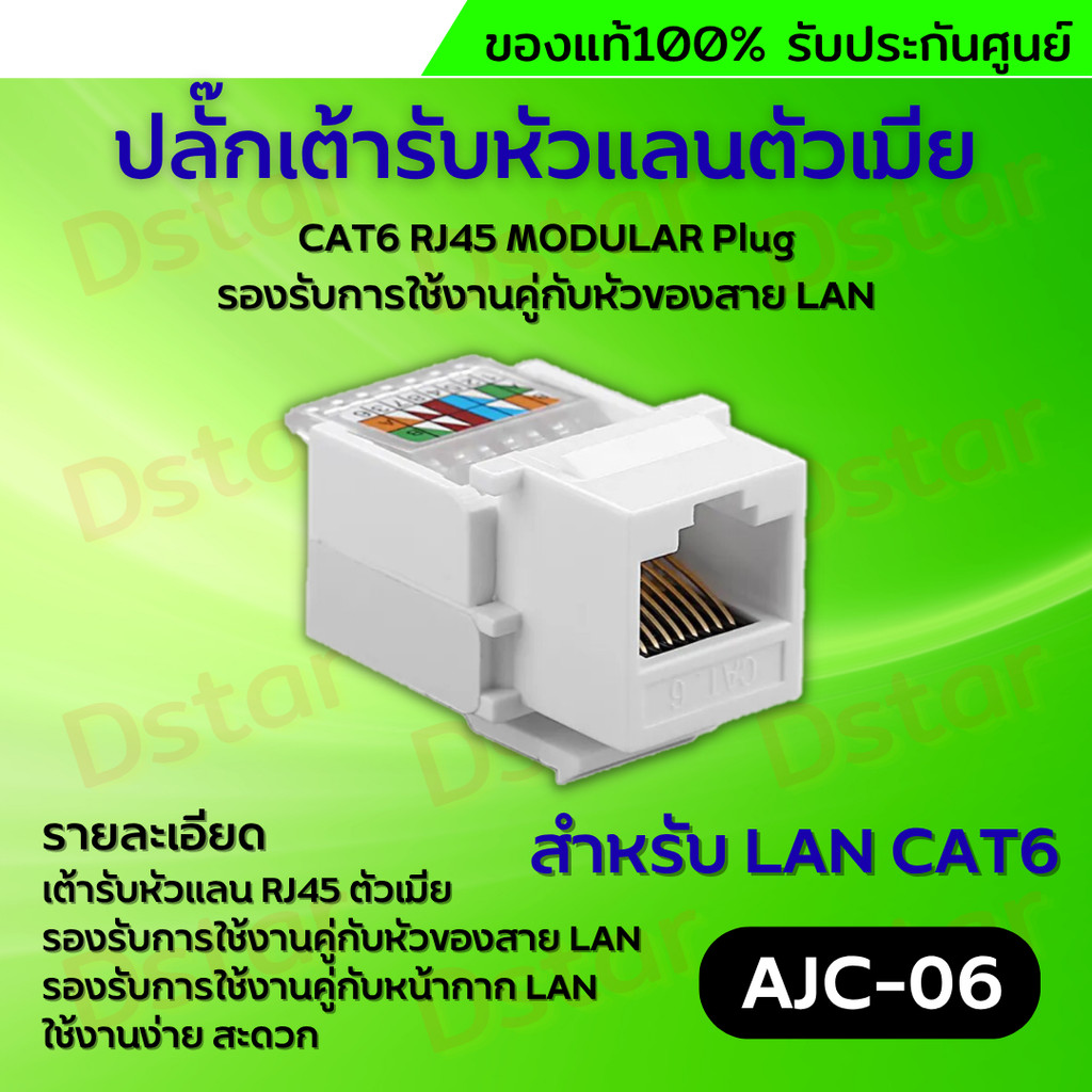 เต้ารับหัวแลนตัวเมีย CAT5E/CAT6 RJ45 MODULAR JACK / CAT5E/CAT6