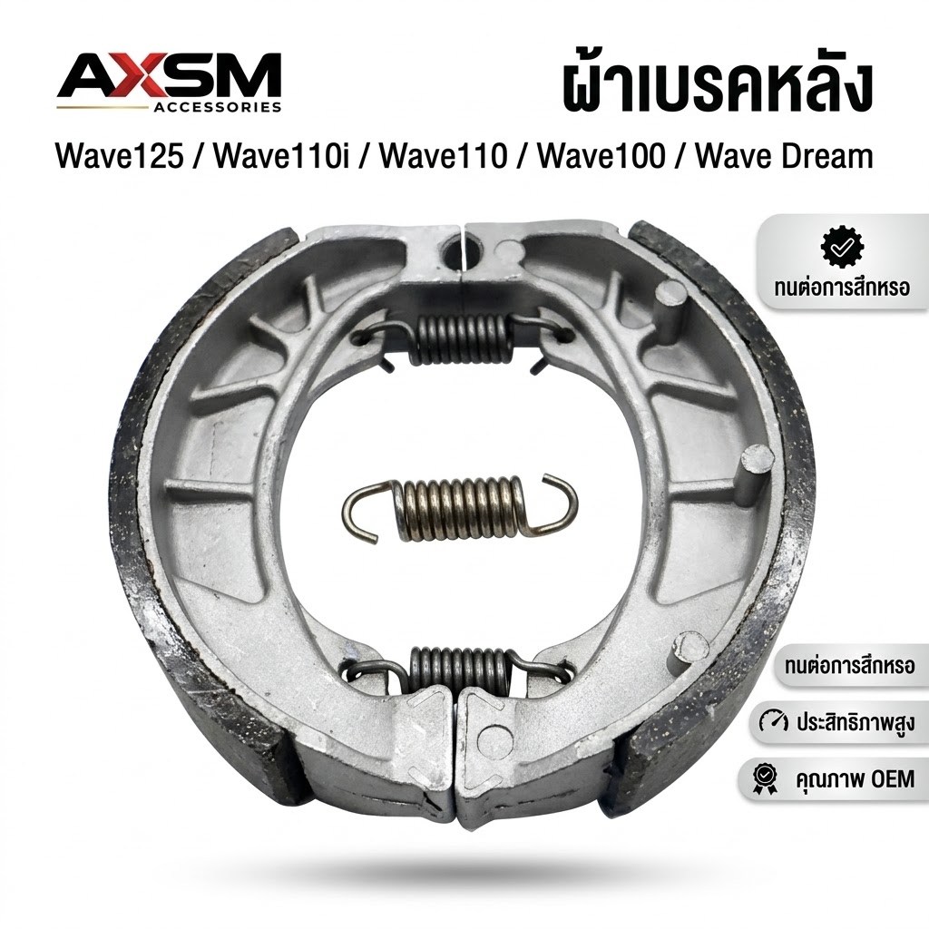 ชุดผ้าเบรค เวฟ100s,เวฟ125 ผ้าเบรค หน้า+หลัง wave125 i/r/s ผ้าเบรคหนาใช้งานได้ทนทาน