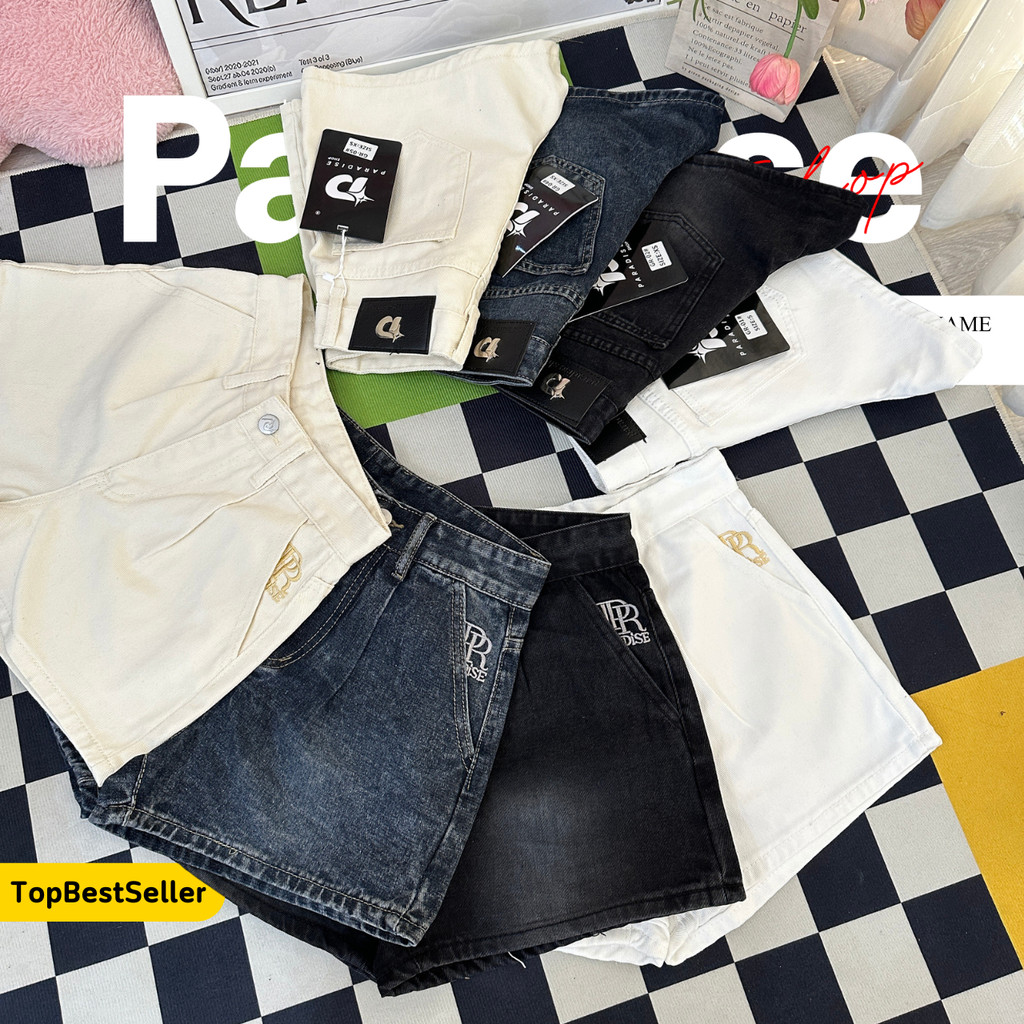 Paradise | Mini shorts Jean's - กางเกงขาสั้น - แต่งจีบ สไตล์เทห์ วิเทจ