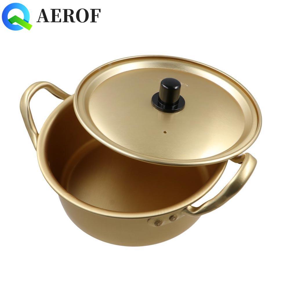AEROF Ramen Pot Golden Fast Noodles Milk Egg Soup Kitchen Tools พร้อมฝาปิด Creative Soup Pot