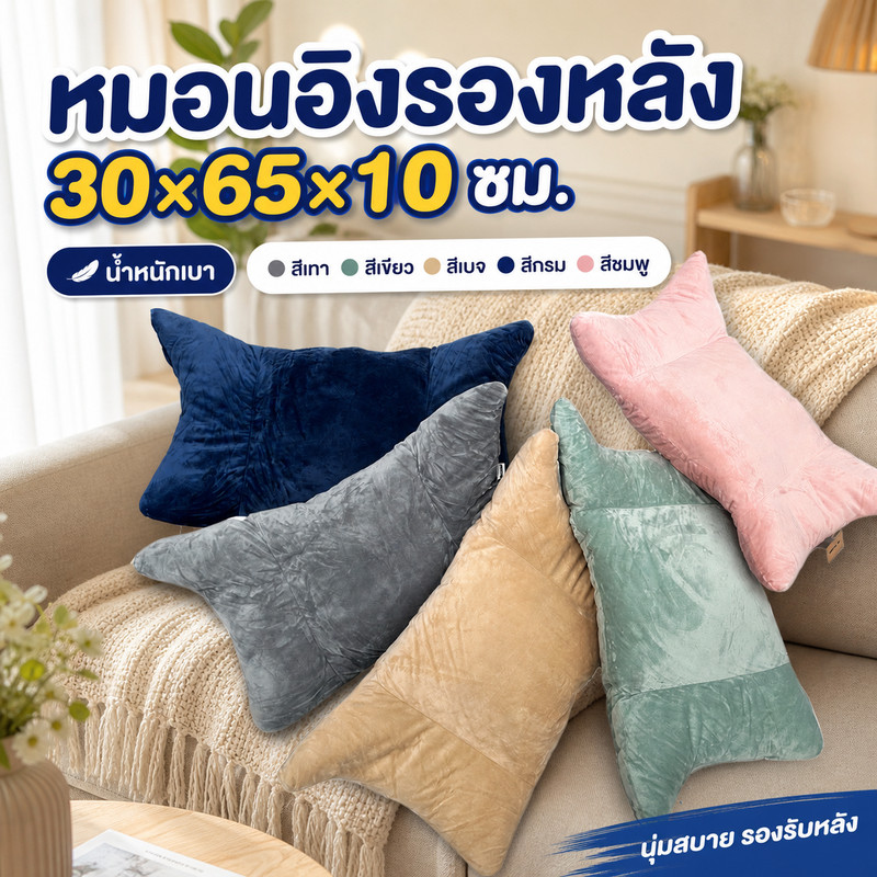 . หมอนอิงรองหลัง (30 x 65 x 10 ซม.)