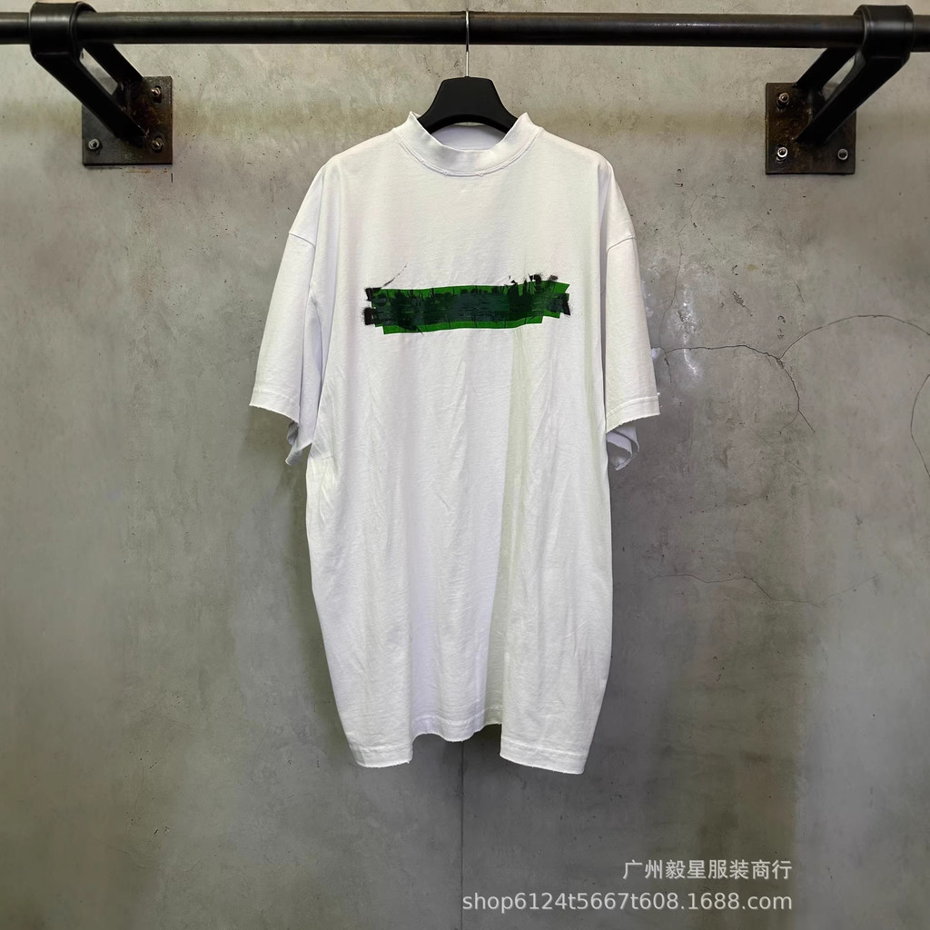 1:1！Original Standard Real Shot B 26ss เทปสีเขียวพิมพ์กางเกงขาสั้นชุด OS หลวม All-Match ยุโรปอเมริกั