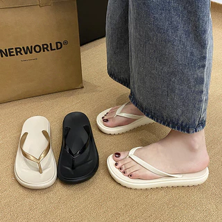 [ข้อเสนอพิเศษในร้านใหม่] เรียบง่ายแฟชั่นสีทึบ EVA สบาย Flip Flop ชายหาดกลางแจ้งสบาย ๆ ลื่นไถลรองเท้าแตะนุ่มสบายสวมใส่ทุกวัน