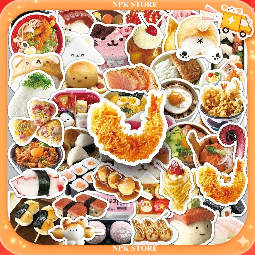 🔥🇹🇭พร้อมส่ง🇹🇭🔥 50แบบ Sticker อาหารญี่ปุ่น ข้าวปั้นซูชิราเมน Japan food face animal cartoon Sushi ram