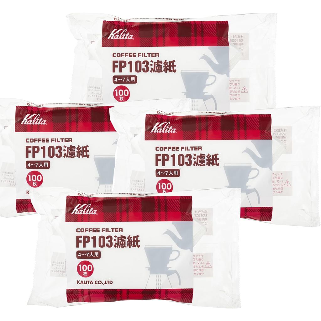 Kalita Coffee Filters FP-103 Filter Paper for 4–7 Cups, 100 Sheets, White, #15085 — Set of 4