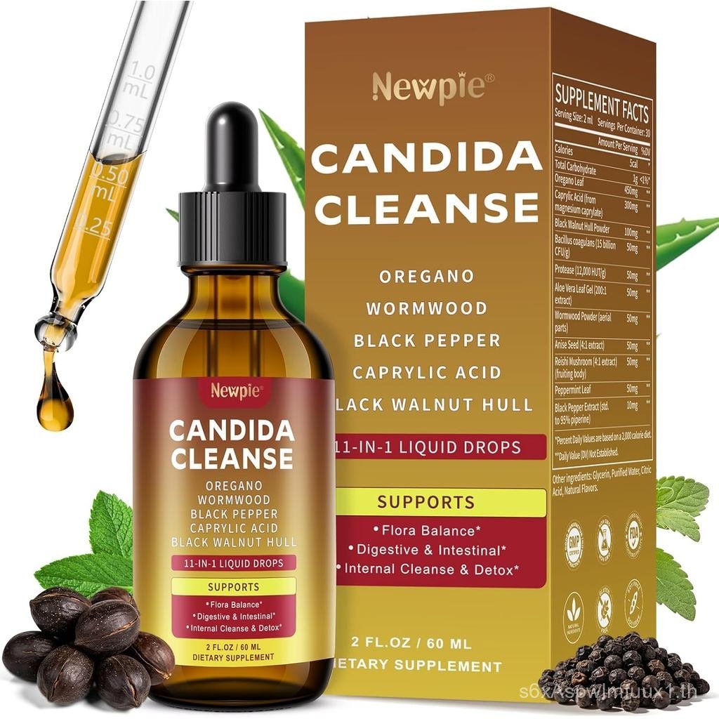 Candida Cleanse Detox for Women & Men - Gut & Parasite Cleanse with Capric Acid, Oregano, Black Waln