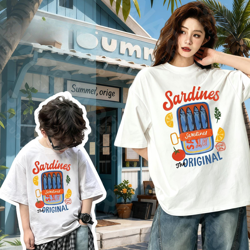 พร้อมส่ง&COD RINASTUDIO เสื้อยืดคอกลมลายกุ้งมังกรและอาหารทะเล ชุดครอบครัวสไตล์ซัมเมอร์ ใส่ได้ทั้งผู้ใหญ่และเด็ก A55#6