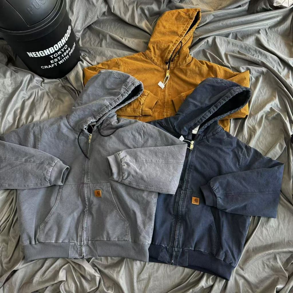 ST2M Carhar ** Retro Workwear เสื้อแจ็คเก็ตมีฮู้ด J130 ผ้าฝ้ายล้างเสื้อแจ็คเก็ตมีฮู้ดฤดูใบไม้ร่วงฤดู