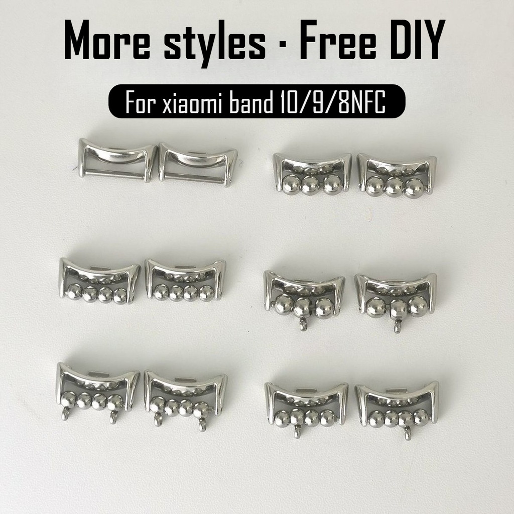 1 คู่ DIY สายเชื่อมต่ออะแดปเตอร์สําหรับ Xiaomi Mi Band 10 9 8 NFC โลหะ Connector Link สิ่งที่แนบมาสร้อยข้อมืออุปกรณ์เสริม