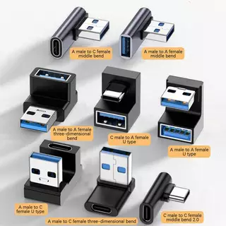 [ Dream ] อะแดปเตอร์โทรศัพท์มือถือ USB-A 90 องศาอะแดปเตอร์ USB C เป็น USB A มุมขวา USB A 3.0 Male to Type C C C C Conenctor คอมพิวเตอร์อะแดปเตอร์ดิสก์ USB