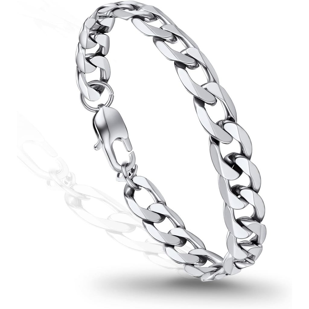 PROSTEELFigaroBraceletForMenWomen,MensGoldBraceletStainlessSteel//GoldPlatedFigaroChainBracelets,W:6