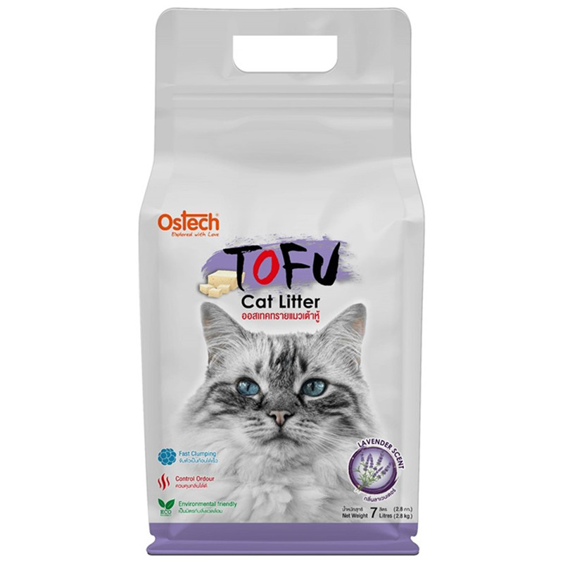 Ostech ออสเทค ทรายเต้าหู้ กลิ่นลาเวนเดอร์ สำหรับแมว 7 L Ostech Tofu Litter Lavender scent for cats 7