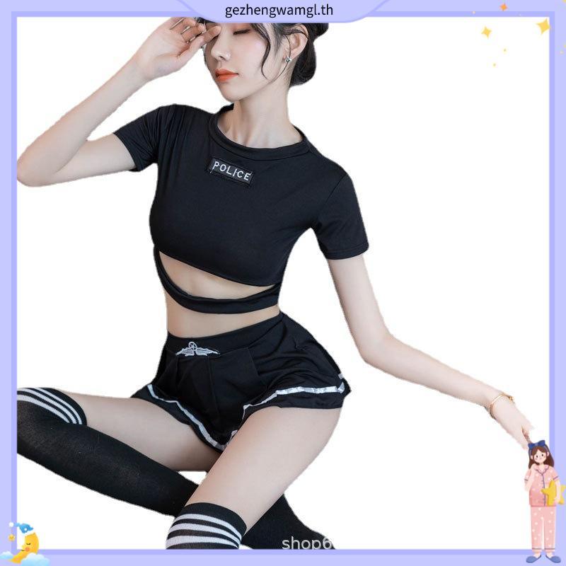 พร้อม! SEXY POLICE CLOTHES LINGERIE POLICE COSTUME BLACK CL58