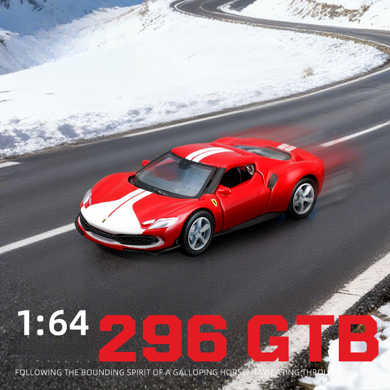 1: 64 Ferrari 296GTB รถจําลองรุ่นรถโลหะของเล่นเครื่องประดับชาย
