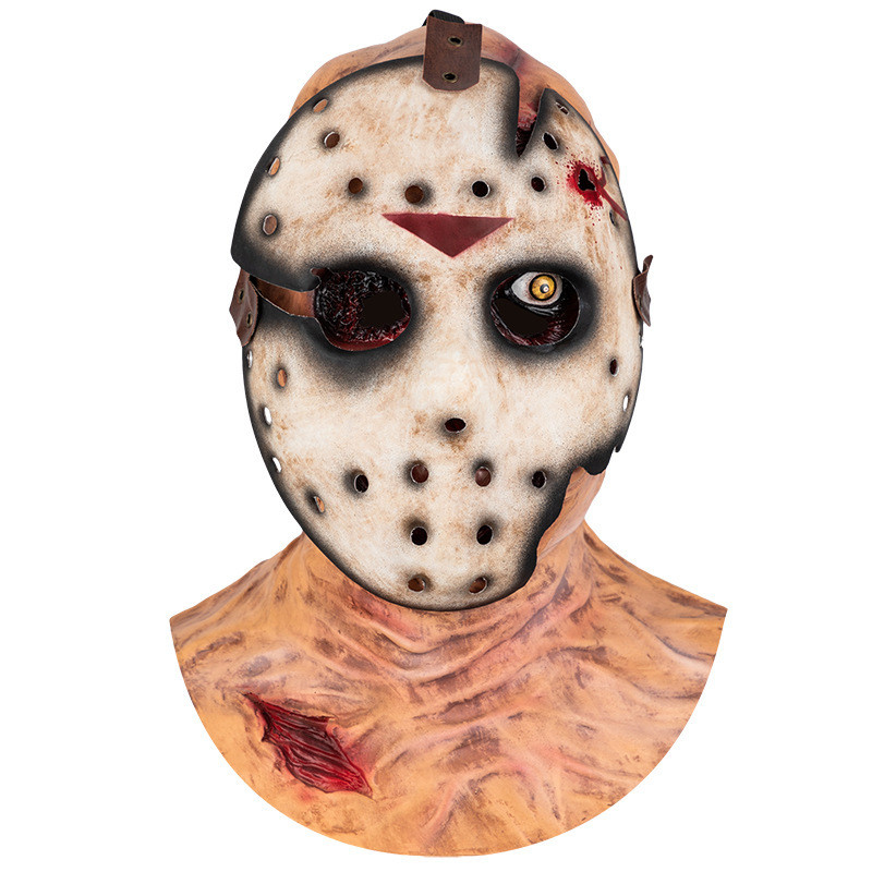 หมวกยางลาเท็กซ์หน้ากากฮาโลวีนตลก < หมายเลข 13 Friday > Jason Headgear Bar Prom COS ตลก