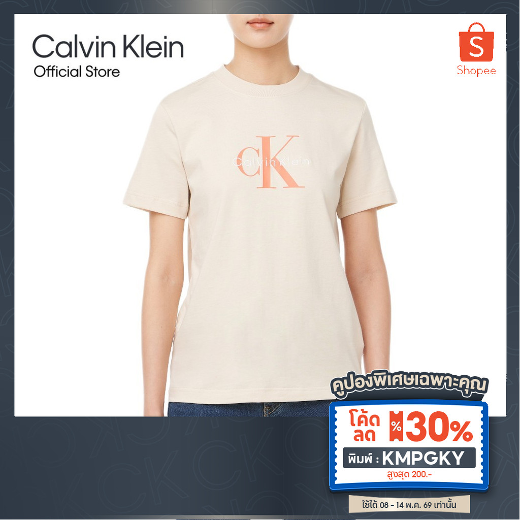 [ลด30%พิมพ์ KMPGKY] CALVIN KLEIN เสื้อยืดคอกลมแขนสั้นผู้หญิง รุ่น 47B865G C7P-สี Blush Pink