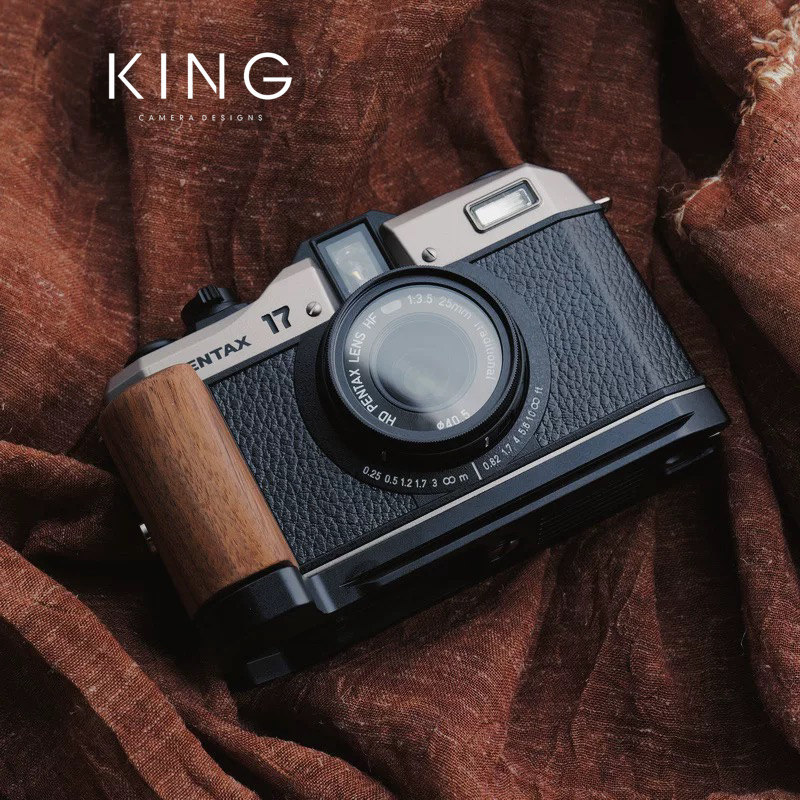 [สิ่งดีๆ] [KING] เหมาะสําหรับ PENTAX PENTAX 17 Log Handle Retro Wooden Handle ชุดฐานฝาครอบแบตเตอรี่