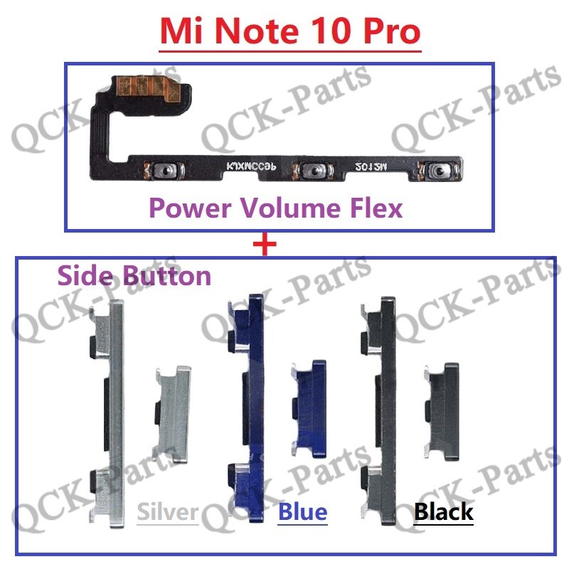 สําหรับ Xiaomi Mi Note 10 Pro CC9 Pro Power Volume ปุ่มด้านข้าง Flex Cable Keys