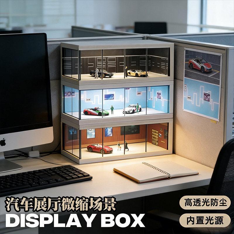 เหมาะสําหรับ minigt Display Box 1: 64 Garage เหมาะสําหรับ Domeka Car Model Parking Scene Toy
