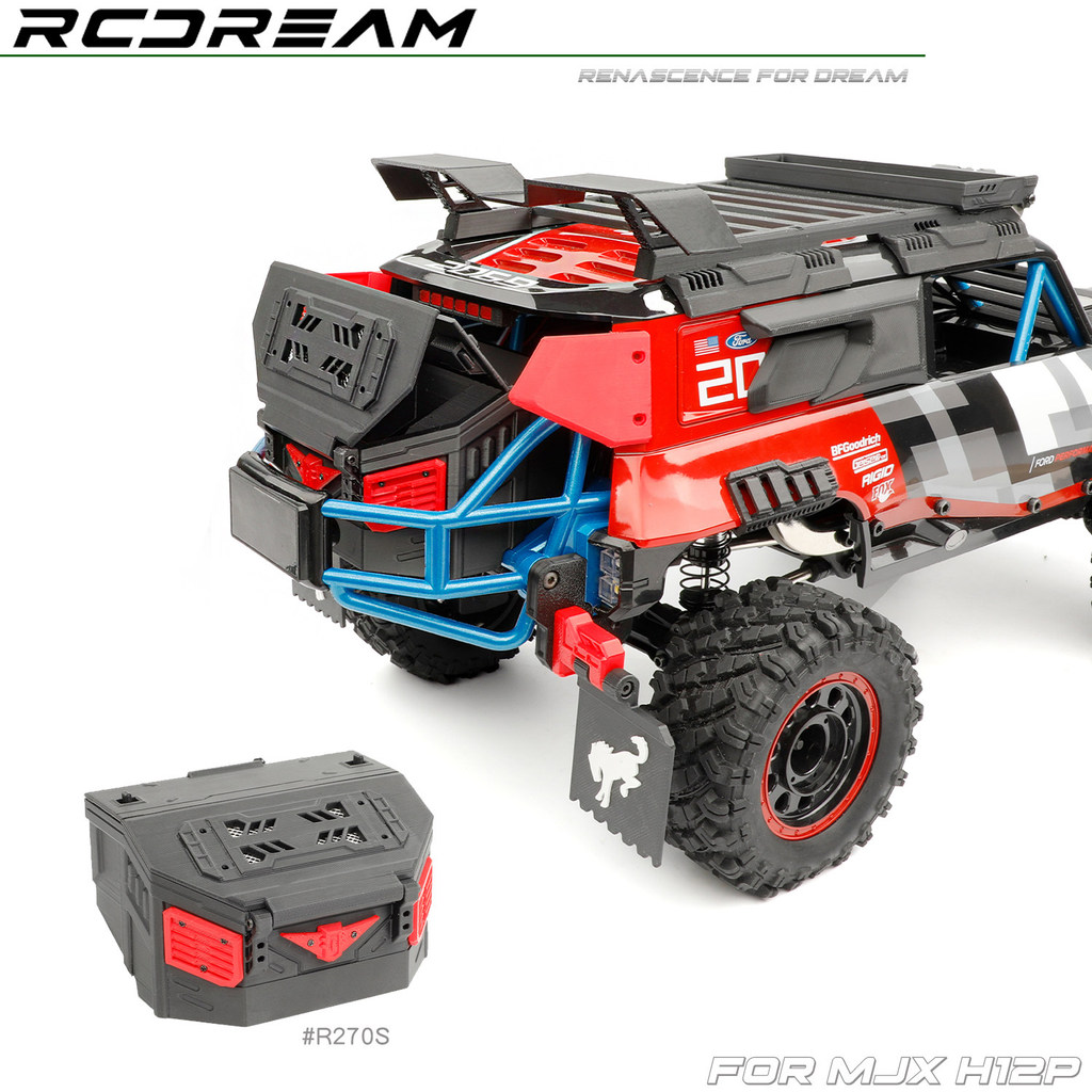 กล่องเครื่องมือหางจําลองการพิมพ์ 3D สําหรับ MJX 1/12 H12P RC Crawler รถ