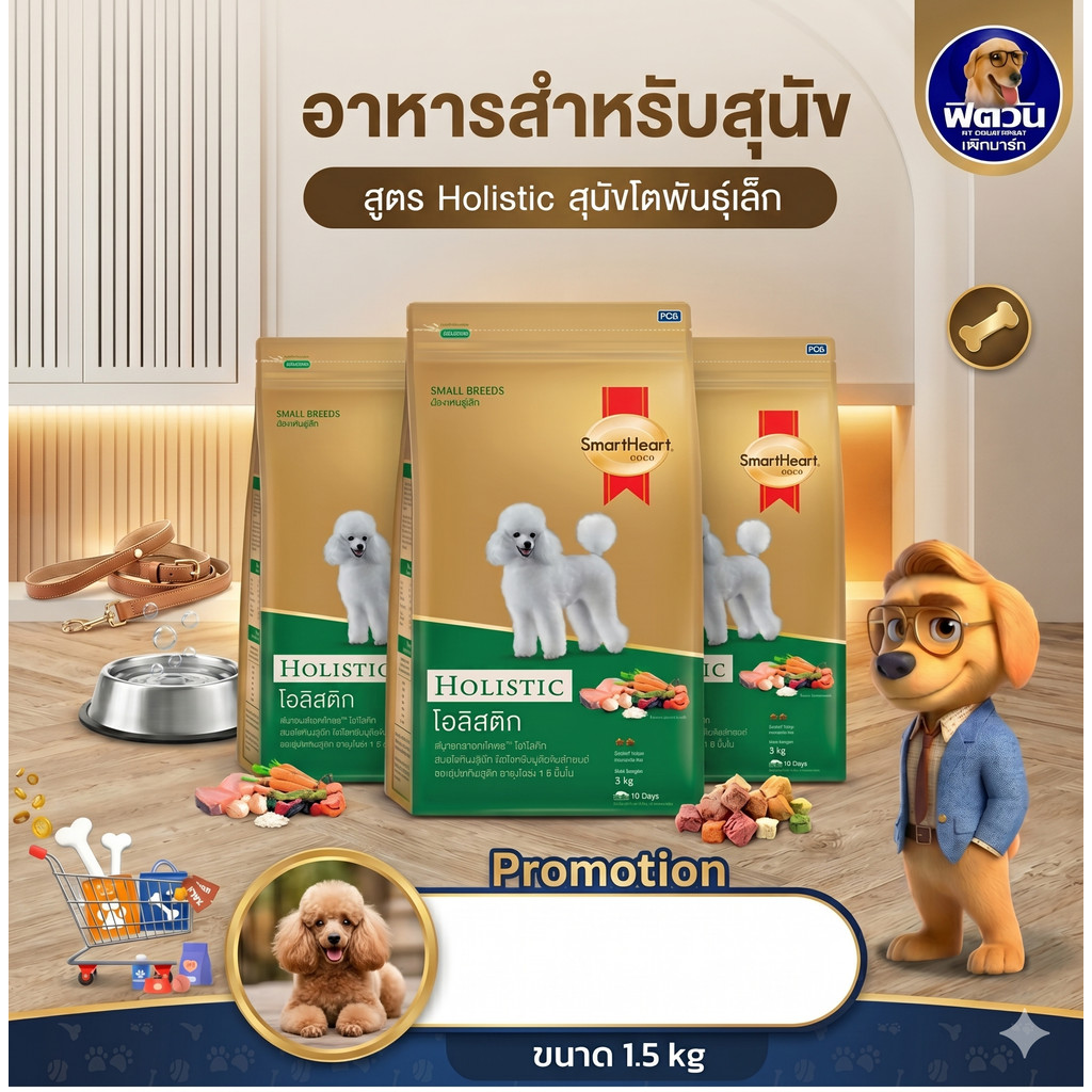 SmartHeart Gold (Holistic) สมาร์ทฮาร์ท โกลด์® โฮลิสติก สุนัข พันธุ์เล็ก ขนาด 1.5 กก.**ลดคราบน้ำตาเน้นสุขภาพโดยตรงค่ะ**