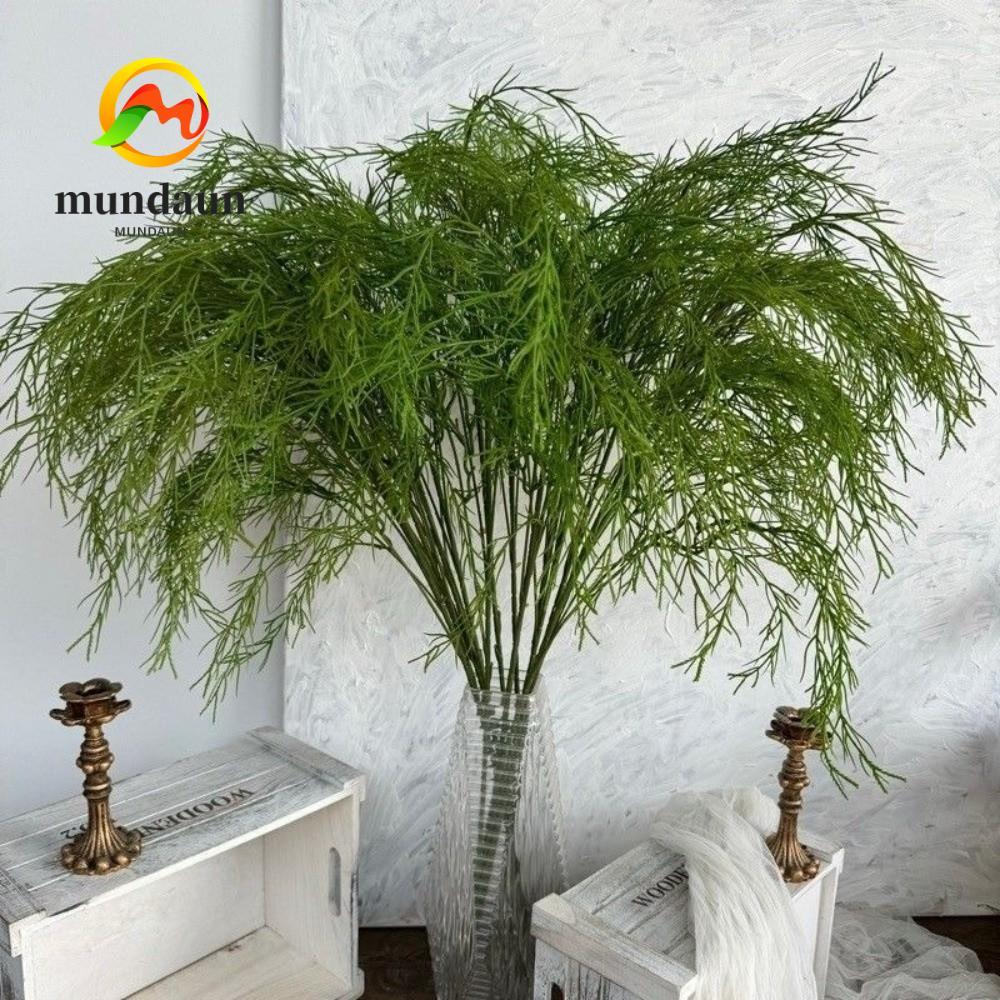 MUNDAUN หญ้ากกจําลอง, Green Color Forest Series พืชสีเขียวปลอม, สาขาเหมือนจริง Handmade Real Touch ดอกไม้ประดิษฐ์ตกแต่งบ้าน
