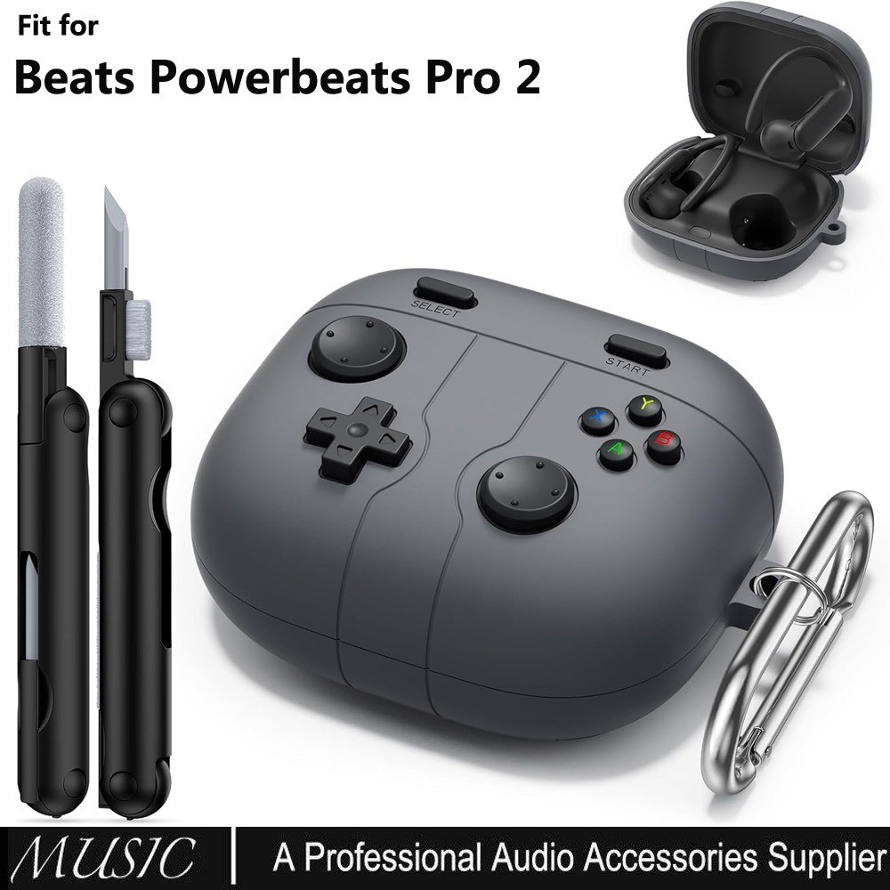 สําหรับกรณี Beats Powerbeats Pro 2,คลาสสิก Cool ตลกฝาครอบป้องกันซิลิโคนสําหรับ Powerbeats Pro 2 2025 พร้อมชุดทําความสะอาดและอุปกรณ์เสริมพวงกุญแจสําหรับผู้ชาย Boy (สีดํา)