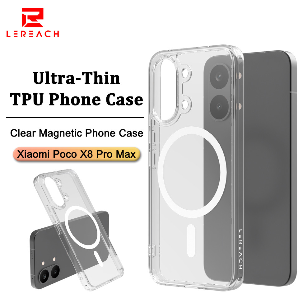 Lereach สําหรับ Poco X8 Pro Max X8 Pro เคสโทรศัพท์แม่เหล็ก, อะคริลิค + TPU, 4 มุมกันกระแทกฝาครอบชาร์จแม่เหล็กใส