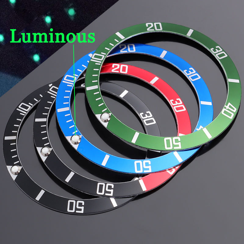 37.5 มม.สีเขียว Luminous เซรามิคนาฬิกา Dial BEZEL ใส่สําหรับ Rolex Submariner น้ํา Ghost Bezel แหวนน