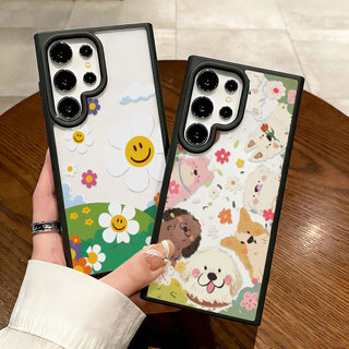 ดอกไม้การ์ตูน เคส For Samsung A57 A17 A16 A06 A07 A05S A05 A55 A36 A54 A15 A56 A35 A34 A37 S26 อะคริลิกฝ้า เคสโทรศัพท์