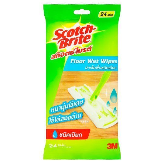 [สินค้าส่งด่วน]  สก๊อตช์ไบรต์ ผ้าถูพื้นชนิดเปียก SCOTCH BRITE FLOOR WET WIPES