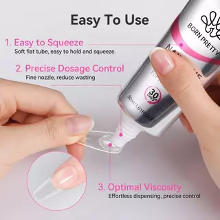 BORN PRETTY 30ml เล็บเจลกาวสําหรับเล็บเคล็ดลับ Strong Adhesion เล็บเคล็ดลับเจลกดบนติดทนนานโปร่งใส Soak Off UV Led Art เคลือบเงาฟังก์ชั่น Extension