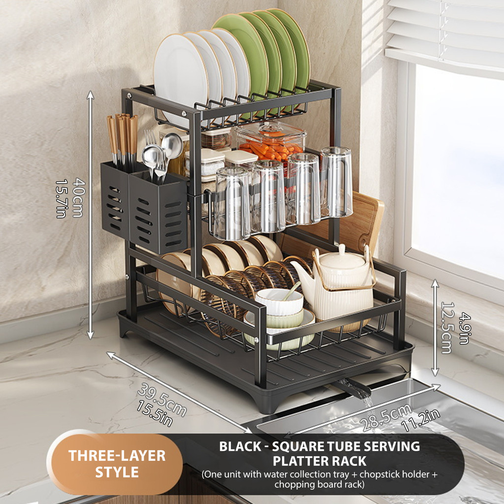 CODHeavy Duty Dish Drying Rack 2-Tier Kitchen Organizer for Plates Bowls & Utensils