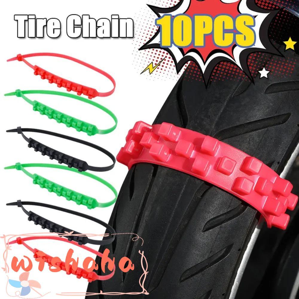 WISHAHA 10 ชิ้น Anti-Skid Tyre Cable Ties, Anti-Slip Solid รถยางโซ่,อุปกรณ์เสริมฉุกเฉินยูรีเทนหิมะยาง Tyre ล้อเข็มขัดรถจักรยานยนต์
