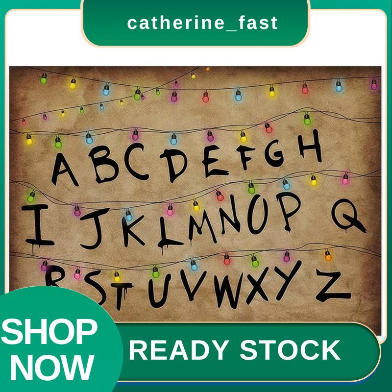 In Stock Rustic ตัวอักษรฉากหลัง 7x5FT Colourful Light String สําหรับ Halloween Birthday Party Decor 