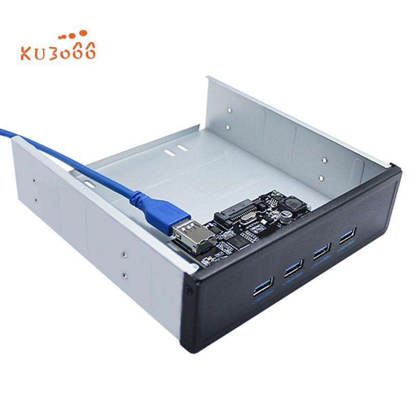 USB 3.0 Hub Splitter PCI-E 1x ถึง 4 พอร์ต USB 3.0 การ์ด Floppy Bay แผงด้านหน้าสําหรับ PC Desktop Tow