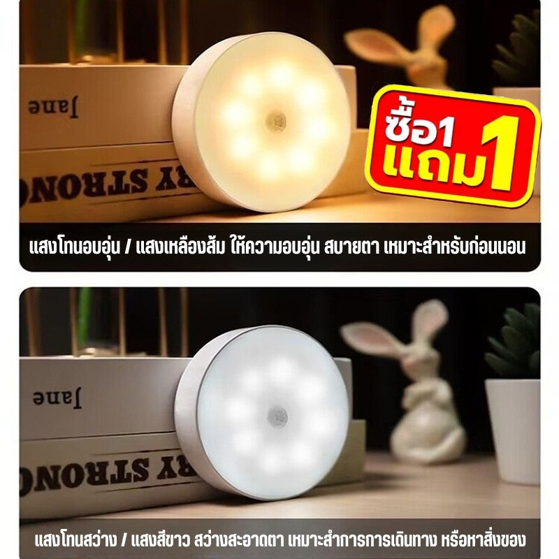 (ซื้อ 1 แถม 1)ไฟติดผนังกำแพง ไฟเซ็นเซอร์ led หลอดไฟเซ็นเซอร์ เซ็นเซอร์ led ไฟอัตโนมัติ ไฟติดห้องนอน ไฟติดผนังไร้สาย