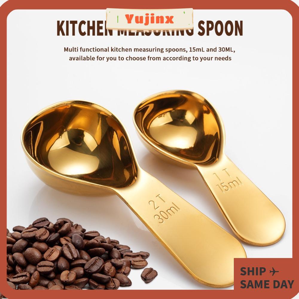 YUJINX ช้อนตวงเมล็ดกาแฟ, 1 Tbsp หรือ 2 Tbsp สแตนเลสกาแฟ Scoops, ทนทาน 15/30ml ผง Scoop Bar Bar Bar B