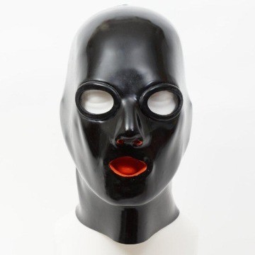 Curling Eyes Man Headgear Latex Bondage Eye Mask Mask พร้อมวงเล็บหลอดจมูก