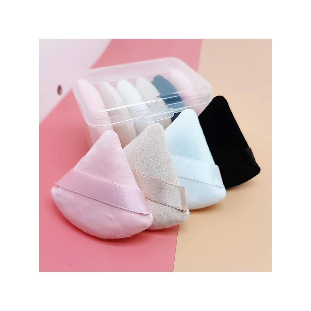 toner pad พัฟแต่งหน้า กํามะหยี่สีดํารูปพัดลมแป้งฝุ่นแต่งหน้าฟองน้ําพัฟชนิดบรรจุกล่องเบาะลมผงแห้งแก้ไ
